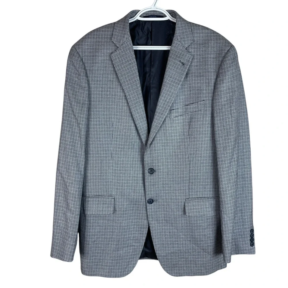 Joseph Abboud 100% Silk Houndstooth Blazer Jacket 42L 2‎ Button Double-Vented